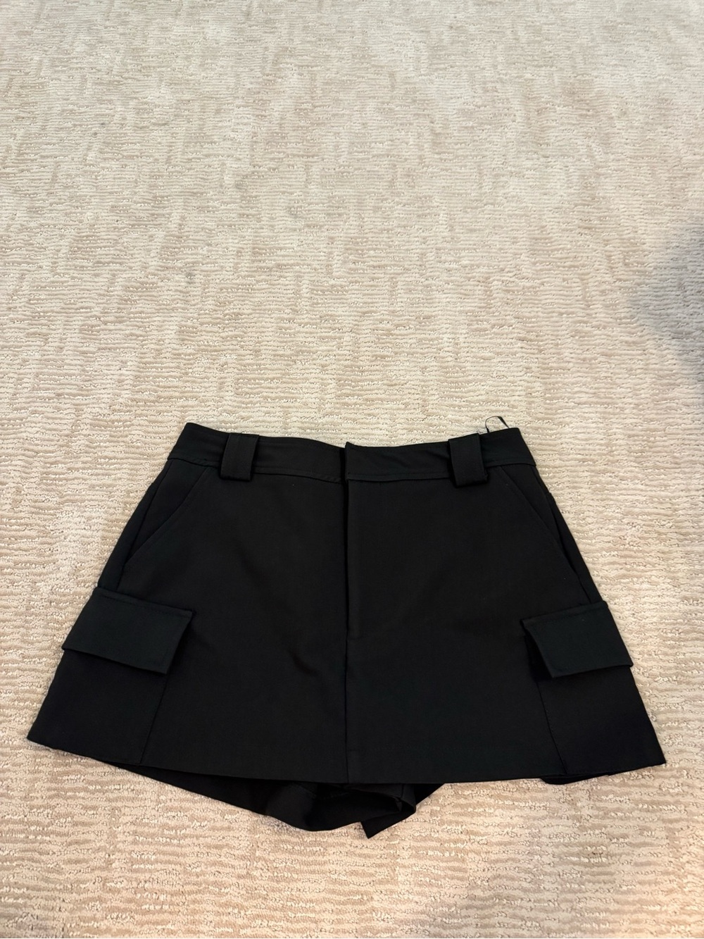 Zara Black Cargo Skort Shorts with Flap Pockets